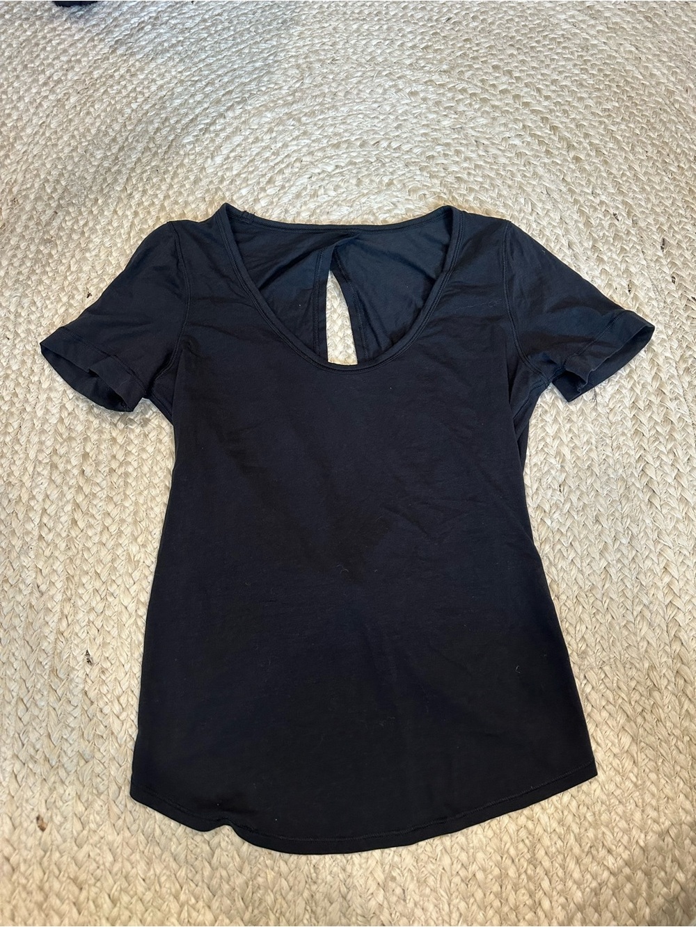 lululemon athletica Black Short-Sleeve Top with Back Keyhole